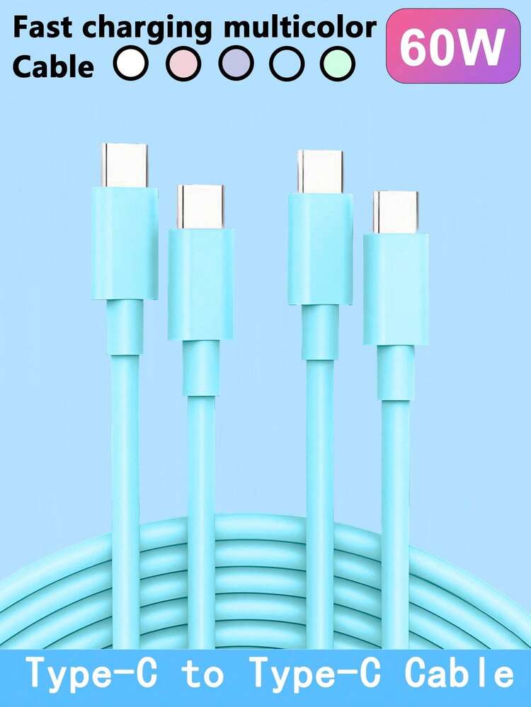 60W USB C To Type C Fast Charging Cable 2Pcs, Type C Charger Cord 3.3ft/6.6ft/10ft, USB C To C Fast Charge Cable, Type-C Mobile Phone Data Cable Compatible With Samsung Galaxy S25/S24/S23/S22/S21/S20, USB-C Car Charger Cord Compatible With IPhone 15/16 Compatible With IPhone 16, 16 Pro Max, 15, 15 Plus, 15 Pro, 15 Pro Max,Compatible With Redmi, Compatible With OnePlus - Multicolor - View 1