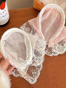 1 Piece Sweet French Country Style Lace Headband - White Lace Triangle Scarf Headband Hairpin Hair Decoration, Hair Band, Hair Hoop, Hair Accessories - Multicolor - View 2