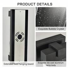 Arlgsite Black Aluminum Finish Outdoor Wall Light With Bubble Crystal Glass, LED Light Source, 3000K Warm Light, Weatherproof Exterior Sconce For Patio, Porch, Or Garage (1-Pack) - 黑色 - 查看 8