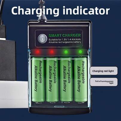 1.5V 高容量可充电 AA/AAA 电池，带 USB 充电器，适用于电子玩具、遥控器、显示器和电动牙刷的电源解决方案（这些电池只能使用此充电器充电）
