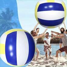 1pc Giant Inflatable Volleyball, Durable PVC Beach Ball With Vibrant Blue & Yellow Stripes And Heart Design | Lightweight, Suitable For Pool, Beach, Outdoor Games | Perfect For Family Fun, Team Building Parties, Camping Trips, Beach Parties, Holiday Gifts (Christmas, Valentine's Day), Volleyball Gifts, Outdoor Games, Water Sports