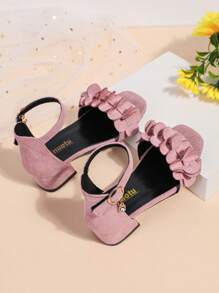 Mädchen Sandalen, Klettverschluss mit Strass Schnalle, Koreanischer Prinzessin Sommerstrand Schuhe, High Heel, rote Aufführungsschuhe für Kinder in Größeren Größen