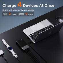 JUOVI Power Bank Portable Charger, 20000mAh 45W PD3.0 QC 4.0 Fast Charging Battery Pack With LED Display, 2 USB-C, 2 USB-A For Apple Phone 15 - màu đen - Xem 3