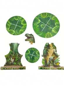 3-Tier Dinosaur Theme Disposable Cake Stand, Dinosaur Egg Cake Stand, Tyrannosaurus Rex Cake Stand, Paper Cake Tray, Cupcake Stand, Suitable For Halloween, Birthday Party, Family Gathering, Christmas, Jurassic Theme Party, Non-Food Contact