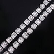 1pc Hip Hop Fashion Cuban Link Necklace With Sparkling Rhinestones Hip Hop Necklace Men's Jewelry Gift - Square - View 2
