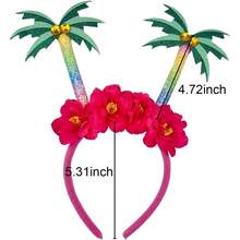 Summer Party Headband Hawaiian Head Boppers Beach Pool Party Hair Hoop Headwear Tropical Hair Decorations 1PCS - Headband-palmTree - View 6
