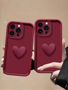 1 ốp lưng điện thoại màu đỏ trơn tối giản với họa tiết trái tim 3D và dây đeo cùng màu, tương thích với iPhone 17 Pro Max & 13, một phụ kiện điện thoại thời trang cho những buổi đi chơi hàng ngày, công việc và hẹn hò. Ốp lưng điện thoại màu đỏ tía mờ có họa tiết trái tim 3D nổi và dây đeo dệt tương phản, một chiếc ốp lưng chống sốc tương thích với iPhone. Phiên bản quốc tế, không phải phiên bản nội địa. - Burgundy + dây bện - Xem 6