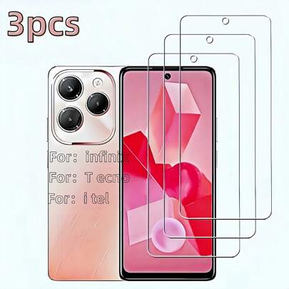 3 件适用于：Infinix、T Ecno、I Tel HD 透明钢化玻璃屏幕保护膜；适用于：T Ecno Spark 30C 4G/5G、T Ecno Spark 30 Pro、T Ecno Spark 30 4G、T Ecno Spark 30 5G、T Ecno Spark 20 Pro、T Ecno Spark 10 Pro、Infinix Hot 50i、Infinix Hot 50 4G、Infinix Hot 50 5G、Infinix Hot 50 Pro 4G、Infinix Hot 40、Infinix Hot 40i、Infinix Hot 40 Pro、Infinix Note 40X 5G、Infinix Note 40 5G、Infinix Note 40 屏幕保护必需品，适用于日常防护、办公室、家用手机屏幕保护膜手机配件