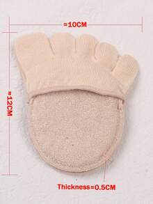 1双/3双女士纯色海绵垫防滑防摩擦隐形五趾脚垫，适合日常使用，秋季袜子 - 彩色 - 查看 5