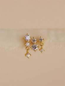 3pcs Set Diamond Drop Stud Earrings For Women, Miscatched Stacking Earrings Set, Daily/Dating/Gift - Earrings - View 7