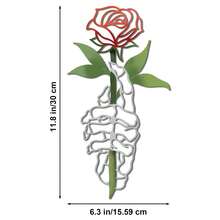 1 pièce Décoration murale en métal de main rose doré, os de main creux et design rose, art mural métallique abstrait d'horreur pour Halloween