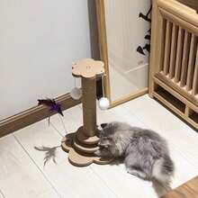 Large Cat Tree Scratching Post Pet Climbing Tower 46*24CM With Column Turntable - Wood Color - View 4