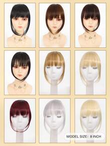 合成刘海接发片自然刘海片前夹式齐刘海片齐平刘海片接发片女士直发片 - 彩色 - 查看 7