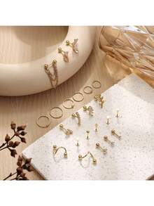 Milacolato Earrings For Women 16G - Conch Helix Tragus Earrings Piercing Jewelry Hypoallergenic Surgical Stainless Steel Cartilage Flat Back Stud Earring Push In Nose Studs Labret Jewelry - Nhiều màu - Xem 5