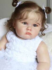 Reborn Fat Big Realistic 60cm 24inch Doll With Hand-Painted 3D Skin And Vascular Vein (Vinyl Limb, Cloth Body) Newborn Bebe Art Toy Birthday Gift (Some Parts Random) - Blanco - Ver 1