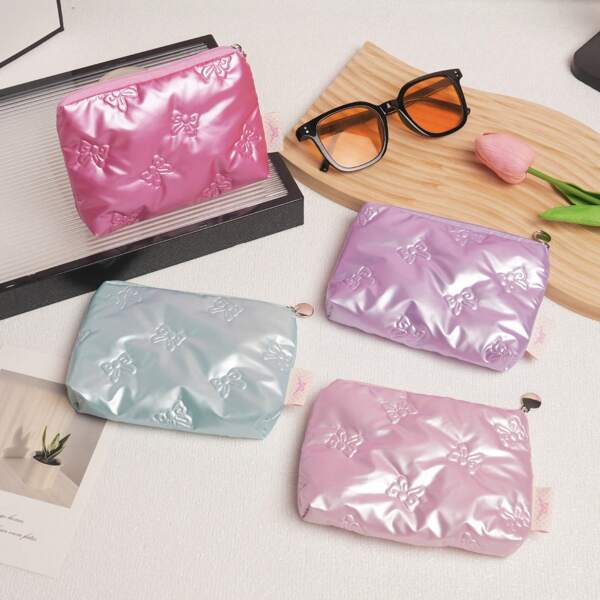 Bow Embossed Glossy Coin Purse Zipper Style Portable Fresh Girl Coin Pouch For Women Money Wallet Mini Wallet Purse Wallet Wristlet Wallet Coin Wallet