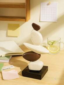 Zen Balanced Stone Sculpture - Minimalist Desktop Decor, Suitable For Dorm, Study, Bedroom | Back To School Gift, Boho Room Decor, Autumn Holiday Ornament - Multicolor - View 3