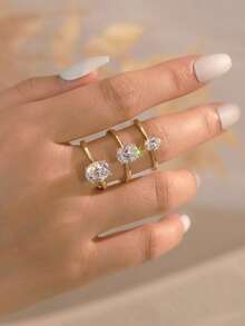 1pc Sophisticated 925 Sterling Silver Eternity Ring With Sparkling Oval-Cut Zirconia, Chic And Modern Piece Featuring A Stunning Oval-Cut Zirconia In High-Quality 925 Sterling Silver, Its Sleek Design And Brilliant Sparkle Make It A Versatile Accessory For Casual Or Formal Events, Adding Elegance To Every Outfit - Multicolor - View 5