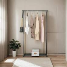 1pc Space-Saving Metal Clothes Hanger, Suitable For Young People's Bedroom, Dorm And Living Room - Multi-Functional Hanger, Freestanding Design, Can Hang Multiple Clothes, Bedroom Storage Solution Freestanding Hanger With Metal Structure - Black - View 4