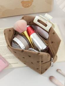 1 PC Brown Floral Octagon Bag Make Up Bag, Fashionable And Casual Large Capacity Portable Zipper Makeup Bags, Travel And Vacation Essentials Cosmetic Bags For Sanitary Napkins, Pouch Pads, Wired Earphones, Earpods, Headphones, Charger, Lipsticks, Cosmetics, Perfume, Skin Care And Beauty Products, Home Decor, School Girls, Keys, Holiday Gifts Makeup Travel Toiletry Organizer Essential, Christmas Gifts, Pouch, Travel, Pouch, Clutch / Small Handbag, Makeup Organizer, Pouch, Brush Holder, Mini Pouch, Large Capacity Pouch,Gifts For Women,Christmas Gifts,Gift Ideas For Women