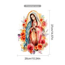 1 pieza Pegatina de pared con estatua de Nuestra Señora de Guadalupe, flores, luna, virgen maría orante para dormitorio de niños, habitación, sala de estar, oficina, decoración del hogar, decoración de pared personalizada - Multicolor - Ver 12