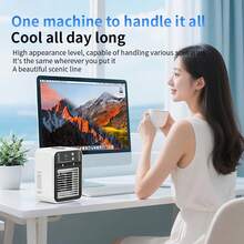 Máy điều hòa di động, máy điều hòa cá nhân xách tay với 2 tốc độ gió và 2 chế độ phun sương, máy làm mát không khí bay hơi có thể sạc lại với pin 3000mAh, máy điều hòa di động yên tĩnh cho phòng, xe hơi, văn phòng, ngoài trời, màu trắng - trắng - Xem 7