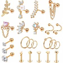 Milacolato Earrings For Women 16G - Conch Helix Tragus Earrings Piercing Jewelry Hypoallergenic Surgical Stainless Steel Cartilage Flat Back Stud Earring Push In Nose Studs Labret Jewelry - Nhiều màu - Xem 13