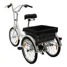 YUNRUX 8 Gears 20 Inch 3-Wheel Tricycle Bike For Adults Seniors Bike With Shopping Basket Tricycle Adult Bike With Shopping Basket For Seniors - 白色 - 查看 5