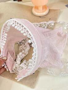 1 Piece Sweet French Country Style Lace Headband - White Lace Triangle Scarf Headband Hairpin Hair Decoration, Hair Band, Hair Hoop, Hair Accessories - Multicolor - View 3