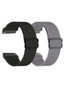 2pcs 18mm20mm22mm Quick Release Band Compatible With Samsung Galaxy Watch 7/4/5/6 40mm44m/6 Classic 43mm 47mm/Active 2/Gear S3 Classic Band, Elastic Loop Nylon Watch Band For HW Watch GT5 GT4 41mm 46mm/GT2/GT 3 42mm 46mm/HW Watch 4 Pro/GT 5 Pro Strap,Adjustable Elastic Nylon Wristband Bracelets Compatible With Apple Watch Band 49mm 46mm 45mm 44mm 42mm 41mm 40mm 38mm For Woman Man - Black+Dark Gray - View 1