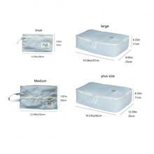 4 件套旅行收纳套装，商务旅行和度假必备，拉链设计行李收纳袋，鞋子和衣服收纳袋，化妆品收纳袋