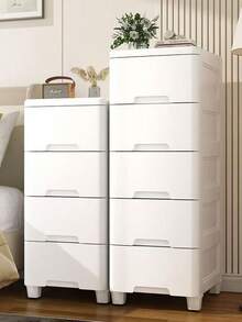 Bedroom/Living Room Minimalist Bedside Drawer Cabinet, Storage Rack With Wheels, Multifunctional File Cabinet, No Pull Handle Design - Multicolor - View 4