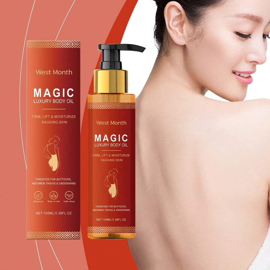 100ml Magic Luxury Body Tightening Oil Reduce Fine Line Sagging Skin Deep Moisturizing Smooth Brightening Enhanced Elasticity Rejuvenating Repairing Nourishing Body Massage Oil - 紅色 - 查看 1