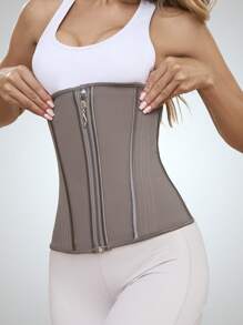 1 PIEZA Moldeador corporal deportivo de látex para mujer con diseño de cremallera elástica, cinturón de sudoración, entrenador de cintura delgada, corsé moldeador de abdomen