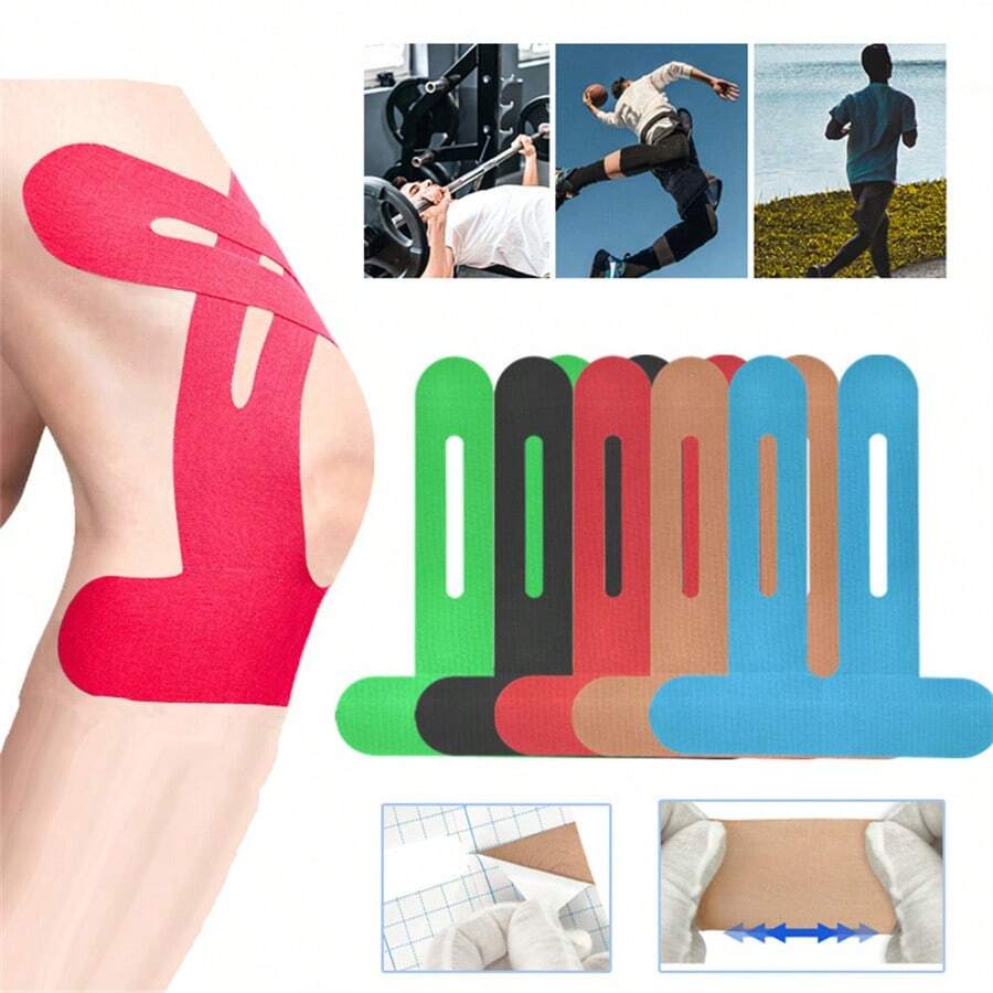 4pcs Of Pre-Cut Sports Tape-Knee Muscle Support, Support Marathon, Running, Cycling, Soft, Flexible, Breathable And Durable