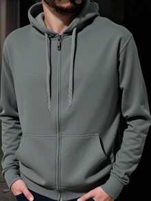 Sudadera Para Caballero Con Cremallera y Gorro – Estilo Urbano y Máxima Comodidad, Con Forro Afelpado En El Interior, Ideal Para Acompañarte En Cualquier Temporada De Año  Usar En Climas Frescos, Salidas Casuales, Entrenamientos Ligeros O Para Mantener Un Estilo Urbano . - Gris - Ver 3