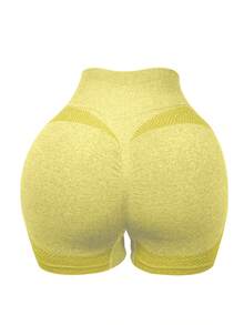 [Seamless Yoga Shorts] 5pcs High-Waist Seamless Stretch Yoga Shorts   Sports Cycling Fitness Shorts For Women Internet Celebrity Peach Hip Three-Point - 彩色 - 查看 4