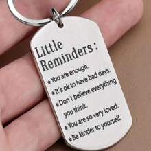 1 Piece Stainless Steel Military Badge, Engraved Little Reminders Inspirational English Keychain, Christmas Halloween Birthday Gift For Husband, Wife, Driver, Colleague, Boss, Friend