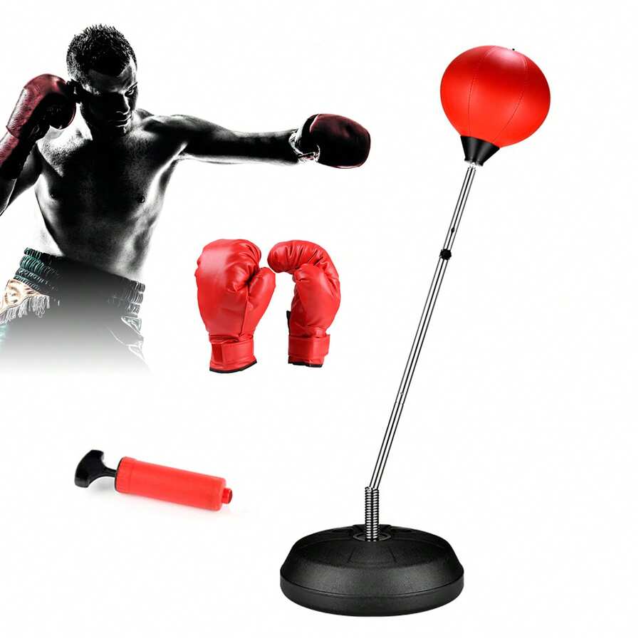 Punching Ball, Punching Bag With Stand, 121-145 Cm Height Adjustable, Standing Punching Bag With Boxing Gloves, Training Set, Speed Ball, Boxing Stand, Standing Boxing Ball, For Adults, At Home - Đỏ - Xem 1