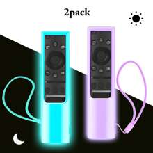 1 paquet Étui en silicone compatible avec la télécommande Samsung Smart TV 2021/2022, housse de protection compatible avec la télécommande universelle à cellule solaire Samsung, avec dragonne antidérapante, fluorescent