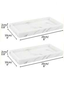 3pcs/2pcs/1pc 11.81 Inch Countertop And Vanity Tray - 1/2pcs Set Shatterproof Silicone Kitchen And Bathroom Tray, Suitable For Countertop, Kitchen Sink Soap Dispenser Tray, Bathroom Vanity Tray, Perfume And Key Tray, Bathroom Toilet And Bathroom Countertop Silicone Tray - Marble White - View 12