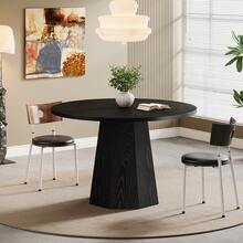 Tribesigns Petite table de salle à manger ronde noire de 118 cm avec piédestal incliné robuste, meuble moderne pour salle à manger, salon - Noir - Voir 8