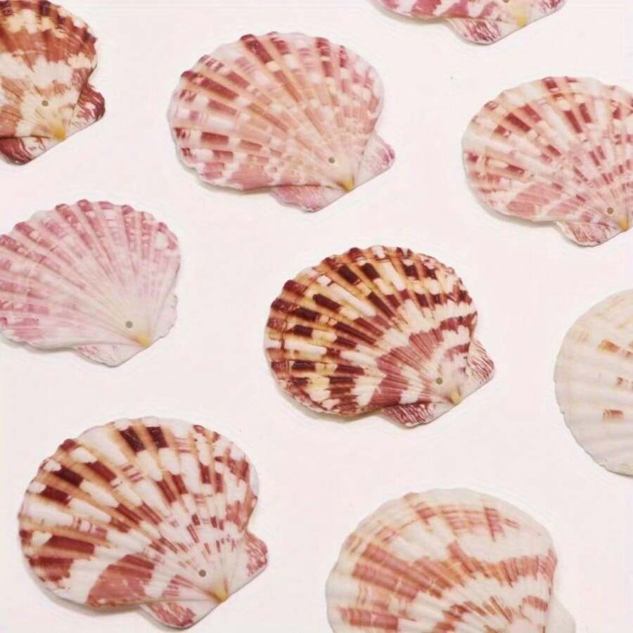 10/20pcs Box Of Pink Series Perforated Ocean Shells - Elegant Handmade Jewelry DIY Materials, Dream Ocean Style Handmade Project, Room Walls & Home Decoration - Màu sắc ngẫu nhiên - Xem 1