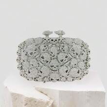 Glitter Skulls Rhinestone Purse Women's Clutch Handbags Crystal Evening Bags Diamond Evening Clutches For Party Prom - Bạc - Xem 1