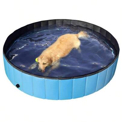 Foldable Dog Pool PVC Dog Bathtub Pool Kiddie Pool Dog Wash Tub For Dogs Cats And Blue 2 Size Optional