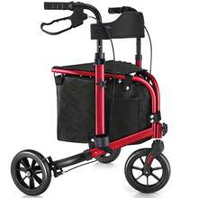 WALK MATE 3 Wheel 8" Wheels Rollator Walker Aluminum , Foldable Lightweight With Seat Backrest Pouch - Red - View 2