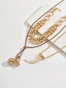 3 件时尚复古多层项链，适合男女，日常佩戴和礼物 - 彩色 - 查看 7