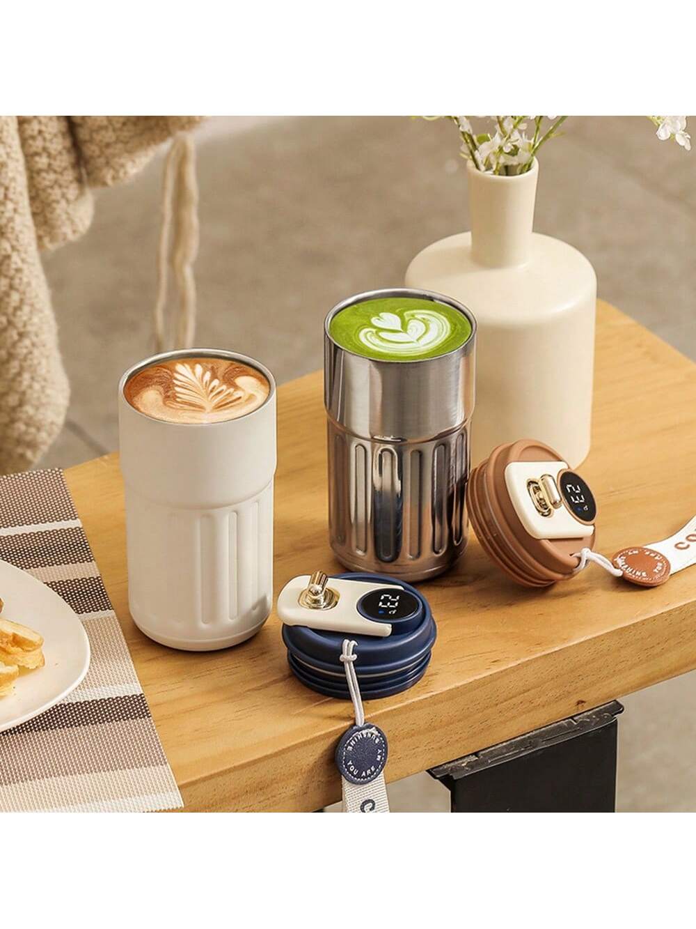 كوب قهوة 450 مل/15.2 أونصة مع شاشة درجة الحرارة، ك...