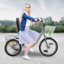 20 Inch Tricycle Bicycle 3 Wheels 1 Gear For Adults Tricycle With Shopping Basket