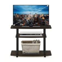 HOMLUX 3-Tier TV Stand, Entertainment Center With Stainless Steel Tubes, No Tools Assembly, Fits Up To 32-Inch TVs, Black TV Stand, Modern Media Console For Living Room, Dark Brown/Black - Nâu sẫm/Đen - Xem 2